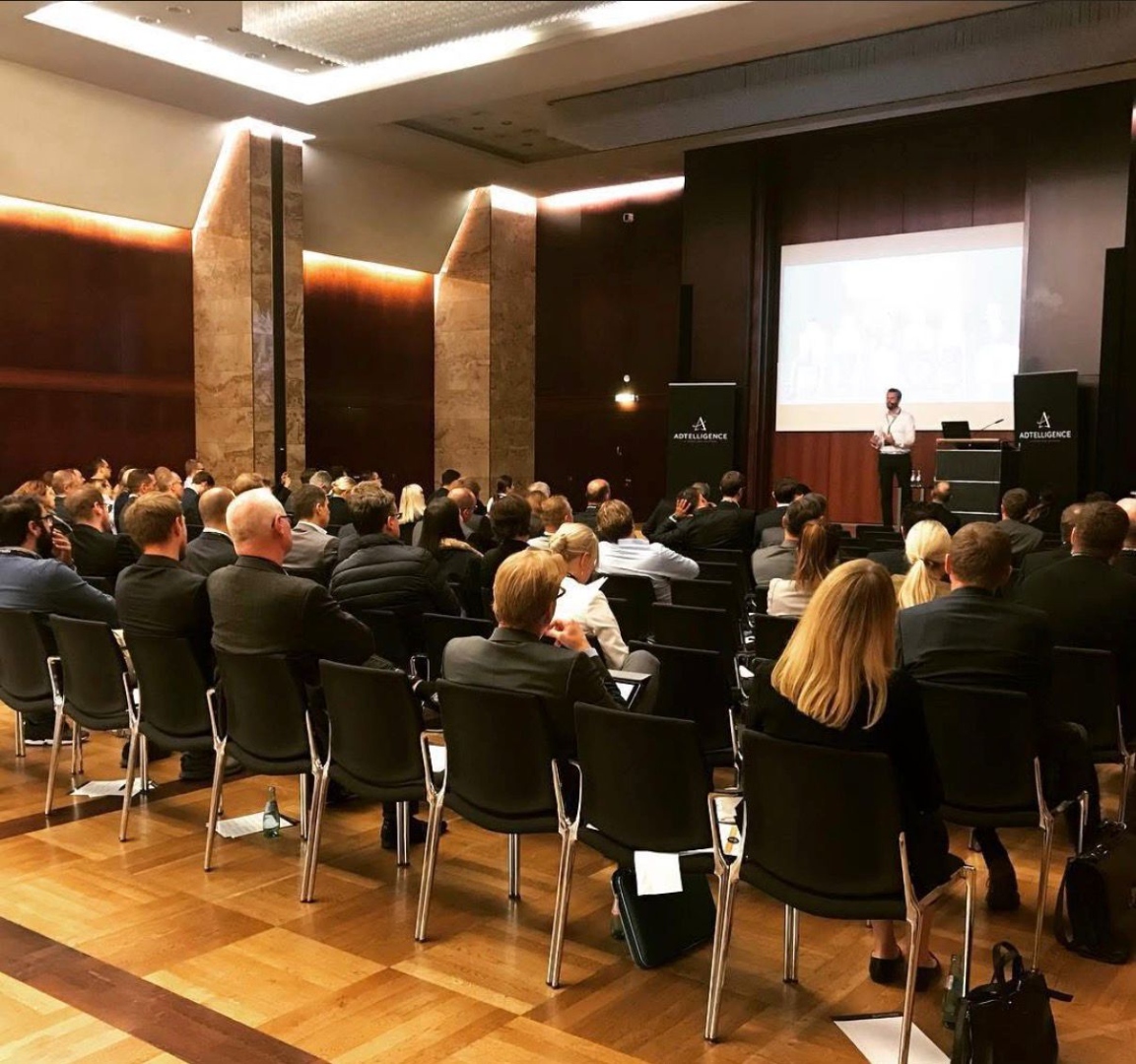 Adtelligence conference at Frankfurter Wertpapierbörse — audience and stage