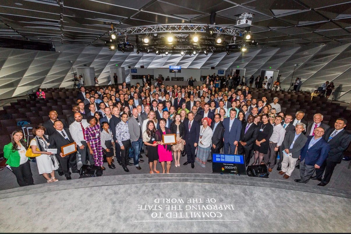 WEF Global Innovators group photo — Technology Pioneers at the World Economic Forum